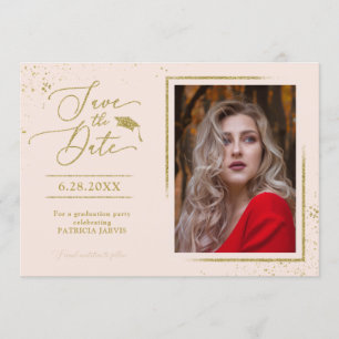 Invitation Chic Grad Party Enregistrer La Date Gold Parties s