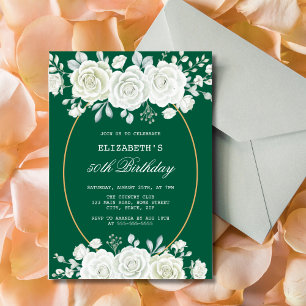 Invitation Chic Green Pastel Blanc Rose vert Anniversaire