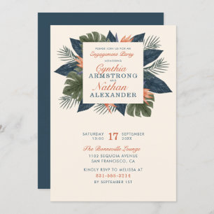 Invitation Chic Green Tropical Feuilles Parti d'engagement un
