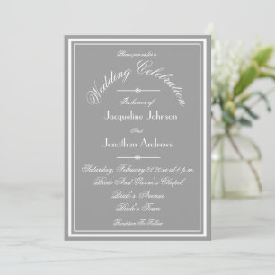 Invitation Chic Grey All In One, Courriel Site Web Mariage RS