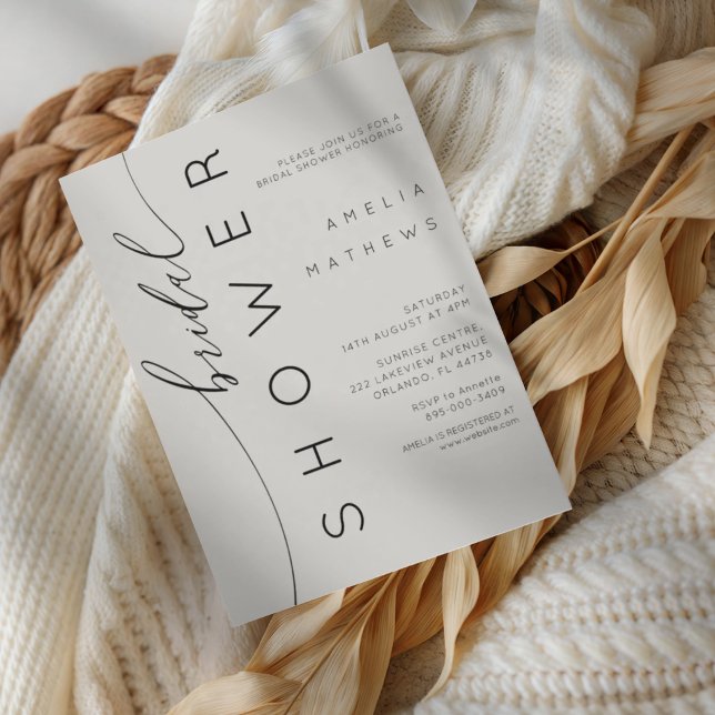 Invitation Chic Gris Clair & Typographie Élégante Baby Shower (Créateur téléchargé)