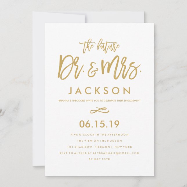 Invitation Chic Hand Lettered Dr. et la partie d'engagement d (Devant)