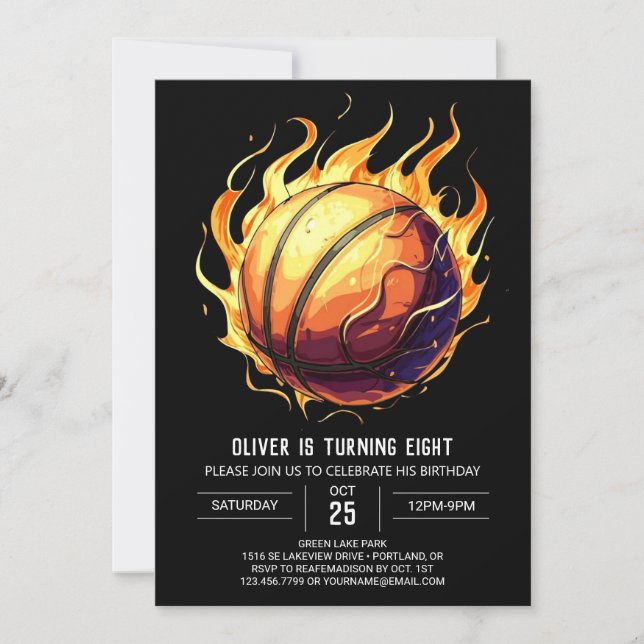Invitation Chic Happy Sport Basketball Anniversaire (Devant)