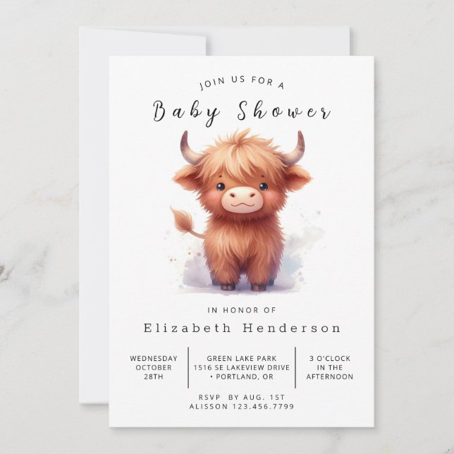Invitation Chic Happy Unique Baby shower Vache (Devant)