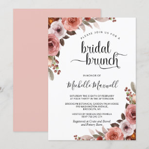 Invitation Chic Heaven en Rose, Brunch nuptial floral