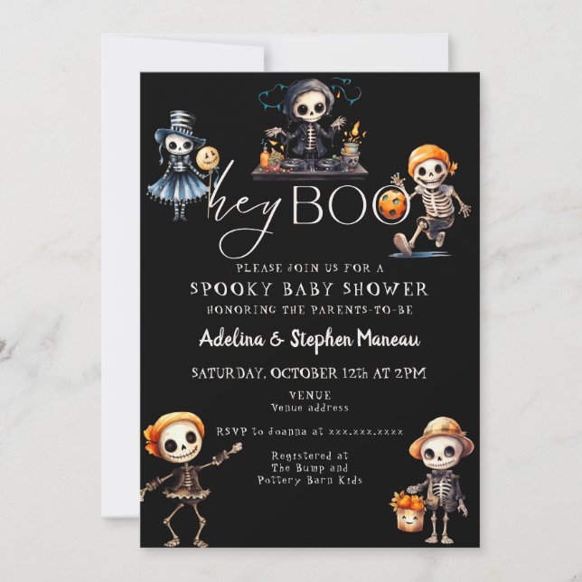 Invitation Chic Hey Boo Halloween Costume Éffrayant Baby show (Devant)