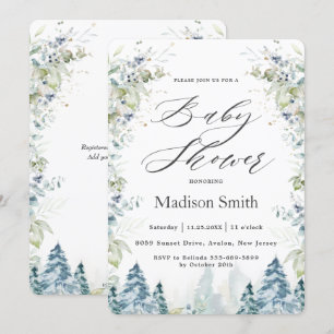 Invitation Chic hiver Baby shower alpin Neutre 