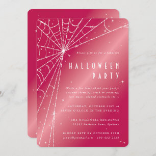 Invitation Chic Hot rose étincelant Spider Web Halloween Part
