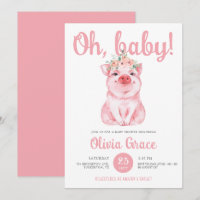 Chic Hot rose petit cochon Baby shower bébé fille