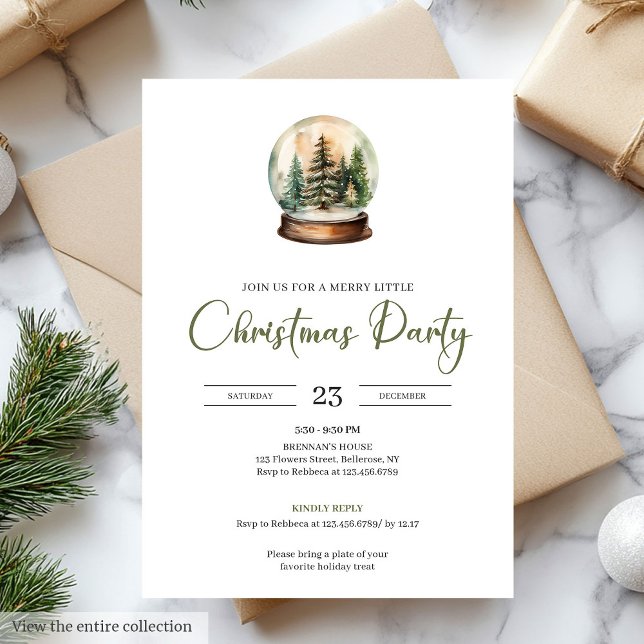 Invitation Chic Hygge Scandinave Mousse Vert Beige Noël (Chic Hygge Scandinavian Moss Green Beige Christmas Invitation)