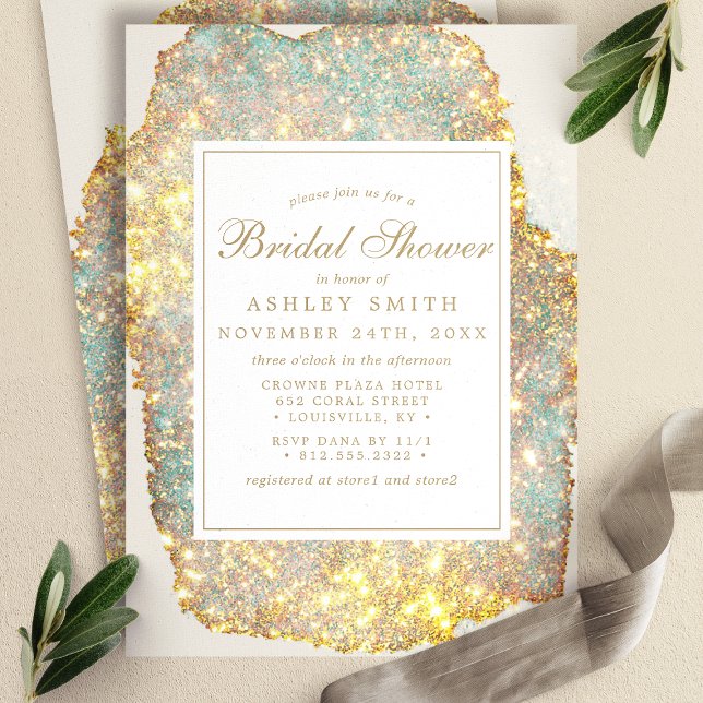 Invitation Chic Iridescent Glitter Fête de Mariage (Créateur téléchargé)