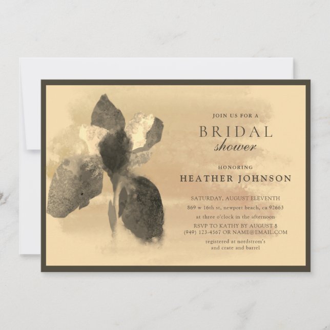 Invitation Chic Iris Floral Doré Mariage (Devant)