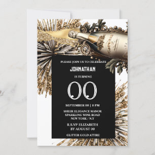 Invitation Chic jalon anniversaire feu d'artifice de vin mous