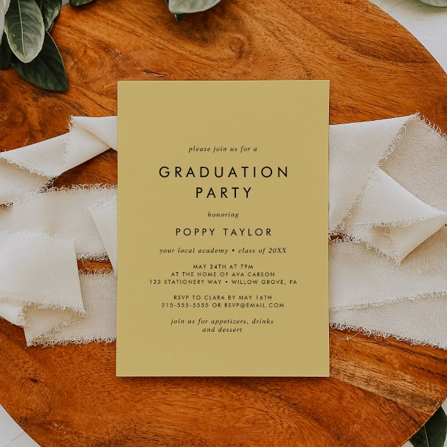 Invitation Chic Jaune fête de graduation (Créateur téléchargé)