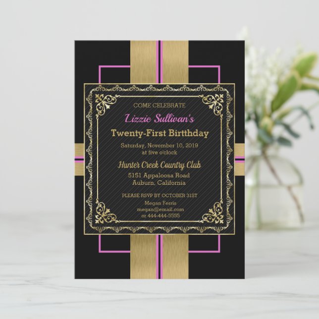 Invitation Chic Jazzy Gold (Debout devant)