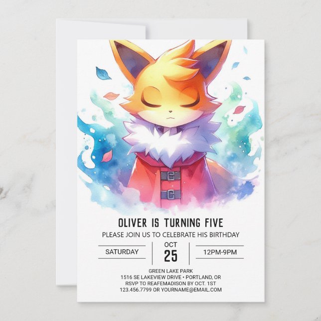Invitation Chic Jouer Fox Anniversaire (Devant)
