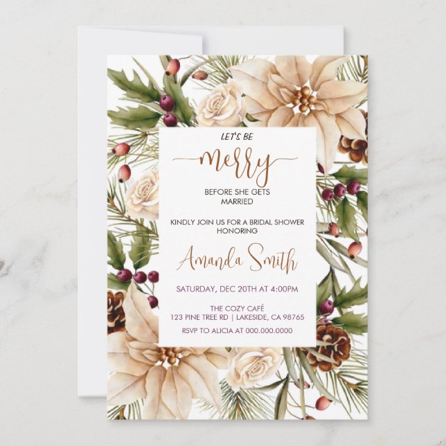 Invitation Chic Joyeux Noël nuptiale douche (Devant)