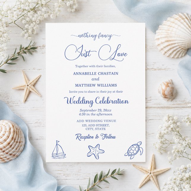 Invitation Chic, juste amour, mariage de la vie marine dessin (Créateur téléchargé)