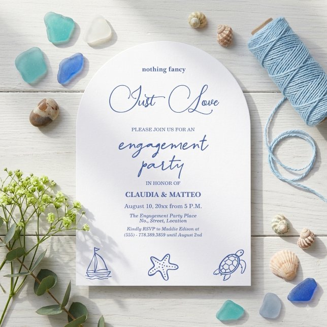 Invitation Chic, juste amour, vie marine, fête de fiançailles (Créateur téléchargé)