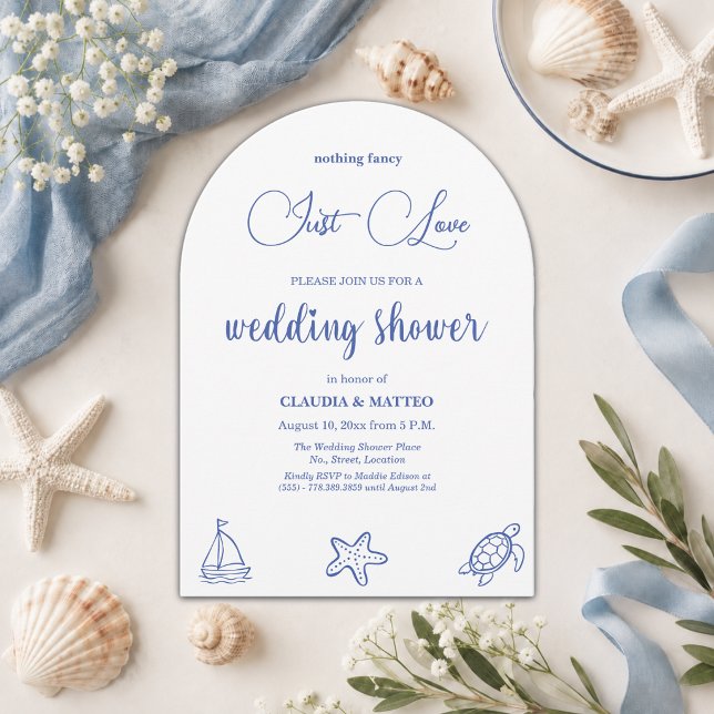 Invitation Chic, juste amour, vie marine, mariage, douche (Créateur téléchargé)