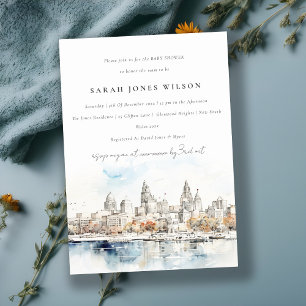 Invitation Chic Kansas City Missouri Watercolor Baby shower
