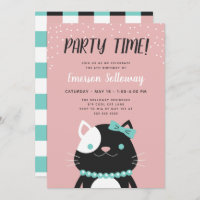 Invitations Faire Part Cartes Anniversaire Blanc Chat Zazzle Fr