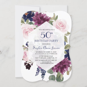 Invitation Chic Lavande Purple Floral Bloom 50e anniversaire