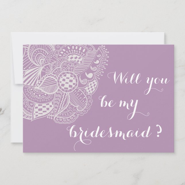 Invitation Chic Lavender Paisley Seras-Tu Ma Serveuse D'Épous (Devant)