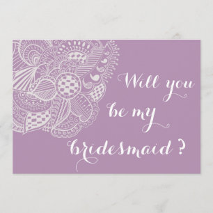 Invitation Chic Lavender Paisley Seras-Tu Ma Serveuse D'Épous