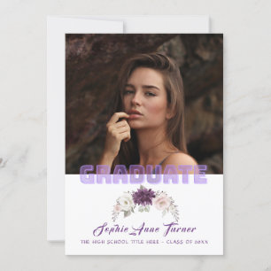 Invitation Chic Lavender Plum Floral Purple Photo Graduation