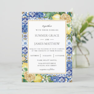 Invitation Chic Lemon Floral Verdure Destination Mariage