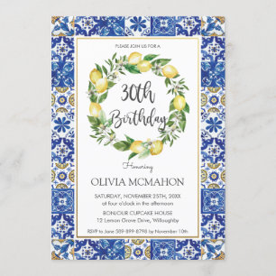 Invitation Chic Lemon Méditerranée 30e fête d'anniversaire