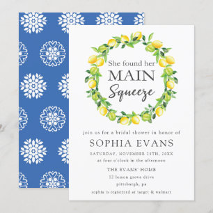 Invitation Chic Lemon Wreath Main Squeeze Fête de l'mariée