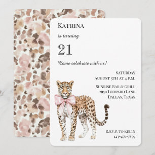 Invitation Chic Leopard rose Bow Anniversaire