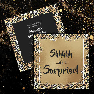 Invitation Chic Leopard Surprise 50e anniversaire