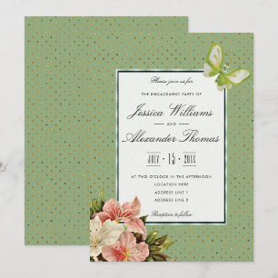Invitation Chic Lilies & Papillon Bijou Fiançailles