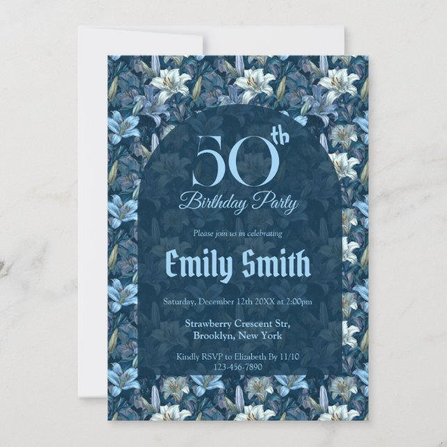 Invitation Chic Lilies Themed 10Th Birthday (Devant)