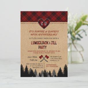 Invitation Chic LumberJack et Jill Mariage 40e Anniversaire 