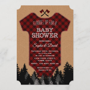 Invitation "Chic Lumberjack Red Buffalo costume bébé Baby sho
