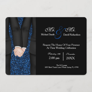 Invitation Chic M. Et M. Tuxedo Couple Mariage Célébration