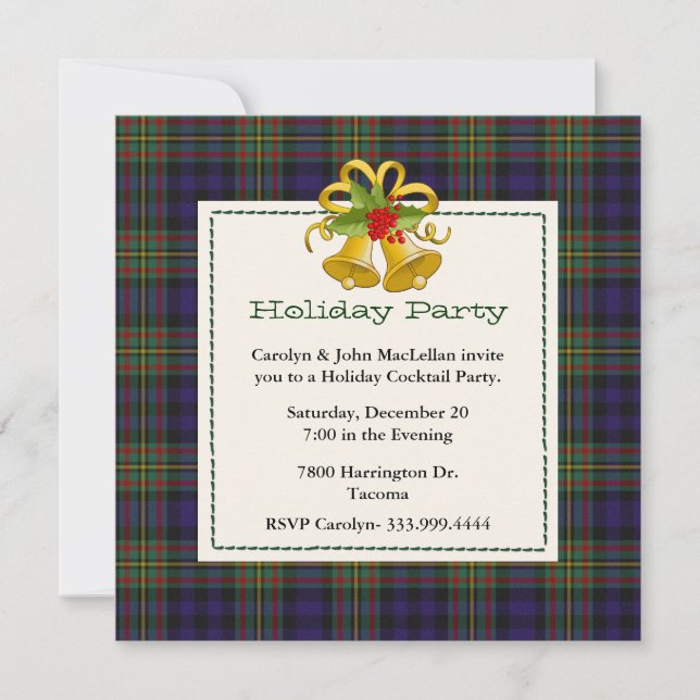 Invitation Chic MacLellan Tartan Plaid Fête de vacances perso (Devant)