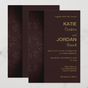 Invitation Chic Mahogany Mariage damassé