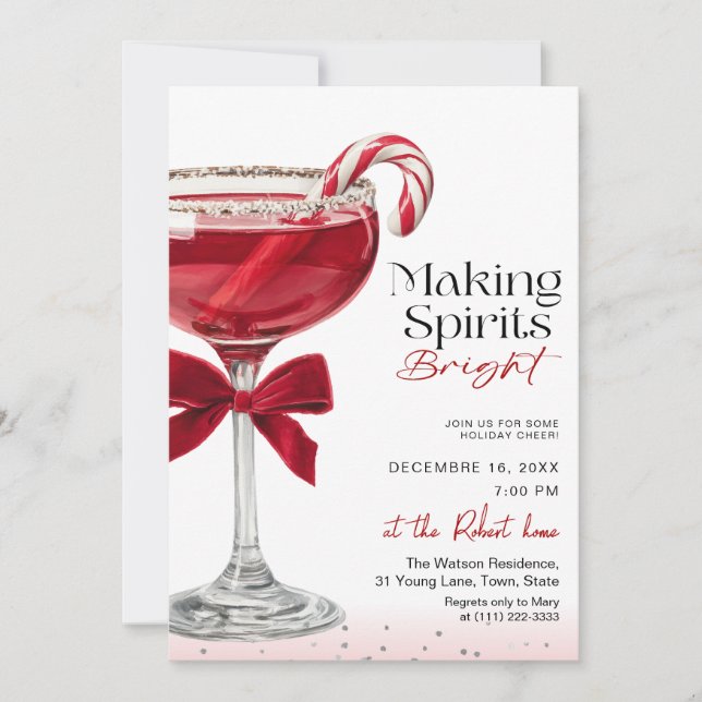Invitation Chic Making Spirits Bright Holiday party (Devant)