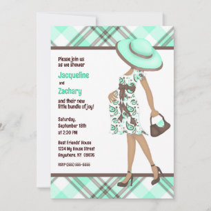 Invitation Chic Maman-to-Be (peau foncée) Vert Baby shower Pl