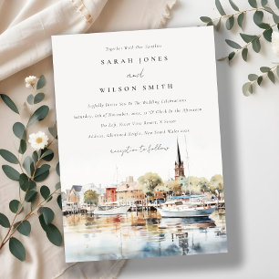 Invitation Chic Mariage d'aquarelle Annapolis Maryland