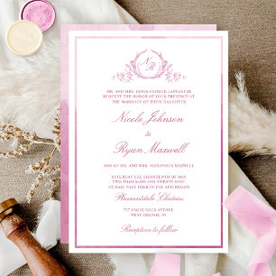 Invitation Chic Mariage d'aquarelle rose mauve