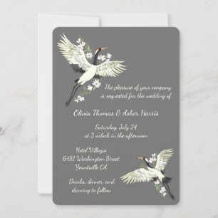 Invitation Chic Mariage de grue orientale