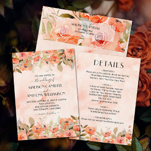 Invitation Chic Mariage Floral Aquarelle Tout En Un