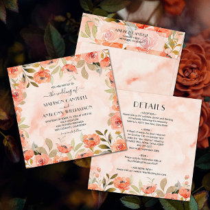 Invitation Chic Mariage Floral Aquarelle Tout En Un