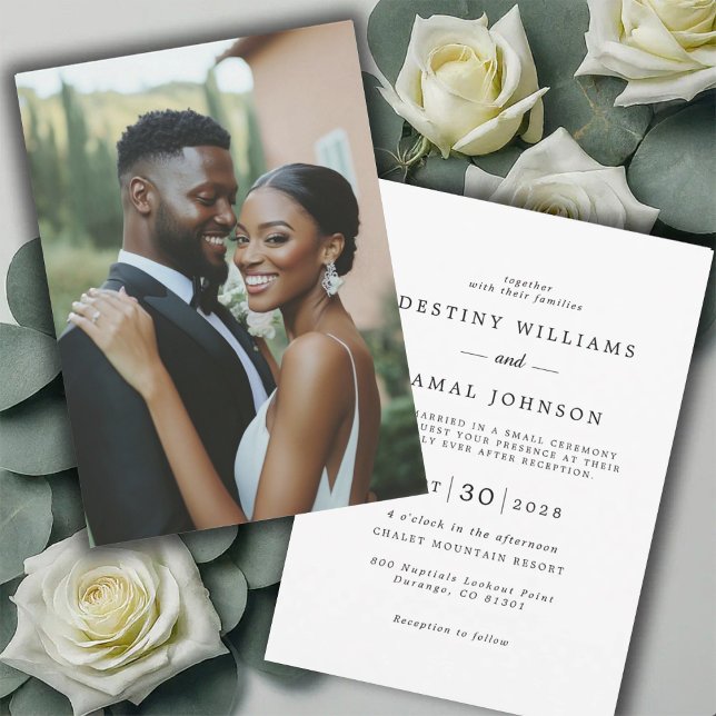 Invitation Chic Mariage Moderne Photo Réception de Mariage (Créateur téléchargé)